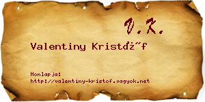 Valentiny Kristóf névjegykártya